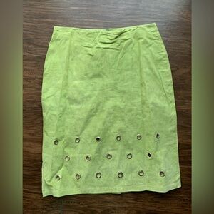 Ashley Stewart leather Green Pencil Skirt with stud Accents